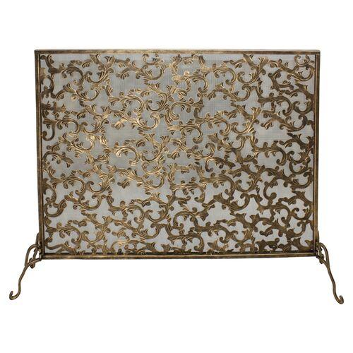 31" Messina Fire Screen - Gold