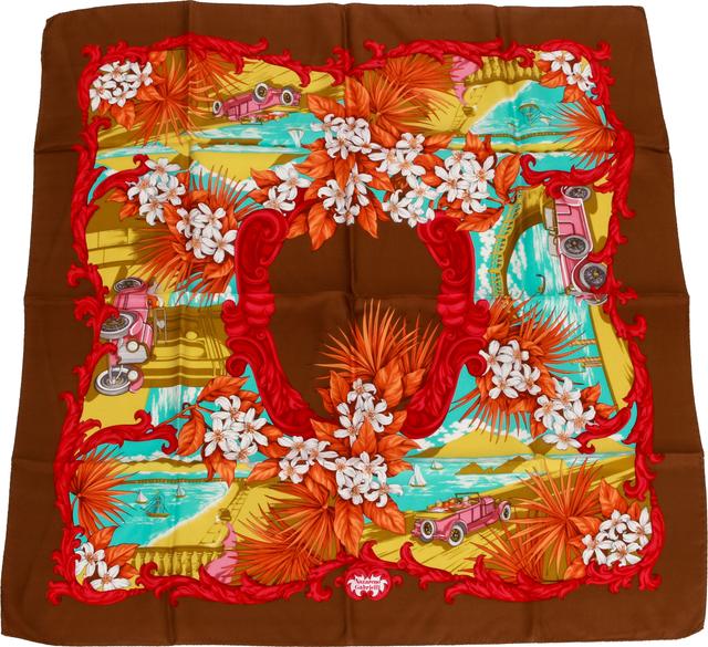 Nazareno Gabrielli Floral Silk Scarf - Vintage Lux - Brown