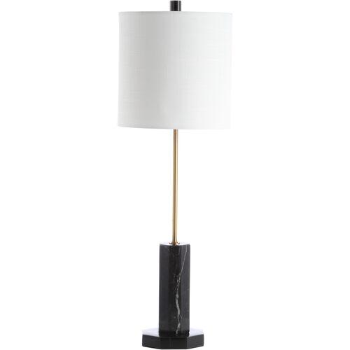 Zaia Marble Buffet Lamp - Black/Brass | Desk Lamp, Bedside Lamp
