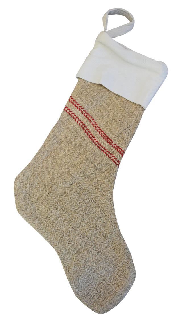 European Textile Christmas Stocking - Ivory