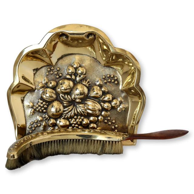 Antique Brass Crumb/Dust Broom & Dustpan - New England Mercantile - Gold
