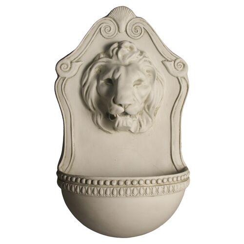 23" Aged Lion Wall Fountain - Beige