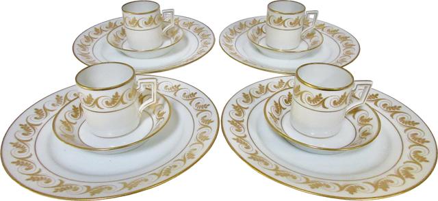 Ginori Gilt Porcelain Dessert Service/4 - The Emporium Ltd. - Gold