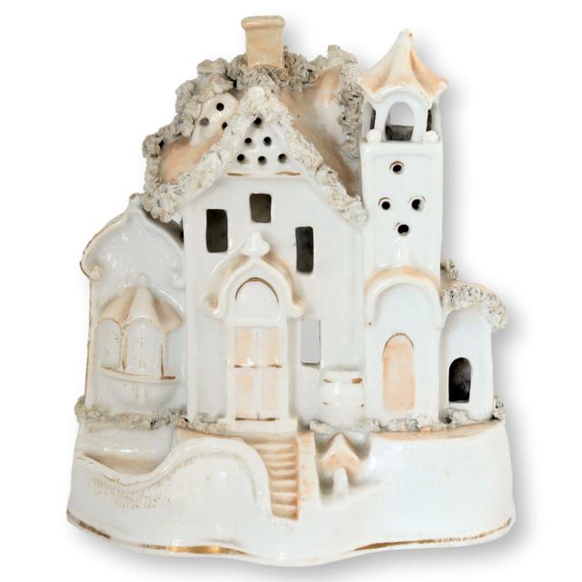 Staffordshire Cottage / Incense Burner - Rose Victoria - White