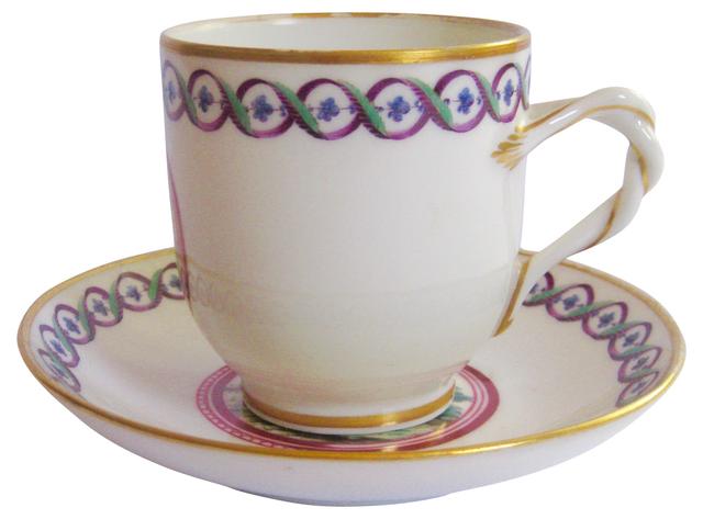 1920s Ginori Porcelain Cup & Saucer - The Emporium Ltd. - Purple