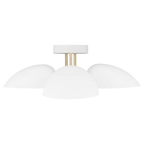 Visual Comfort - Jane 3-Light Flush Mount - Matte White | Ceiling Mount, Flush Fixture, Hardwired, Ideal For Entryway, Hallway, 