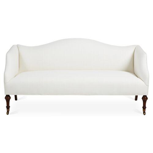 Lydia Camelback Settee - White Linen