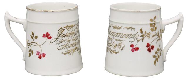 19th-C. Birth Announcement Mugs - Set of 2 - The Queens Landing - White