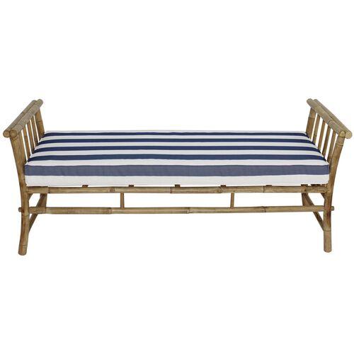 Bamboo Outdoor Bench - Natural/Blue | Couch, Sofa, Settee