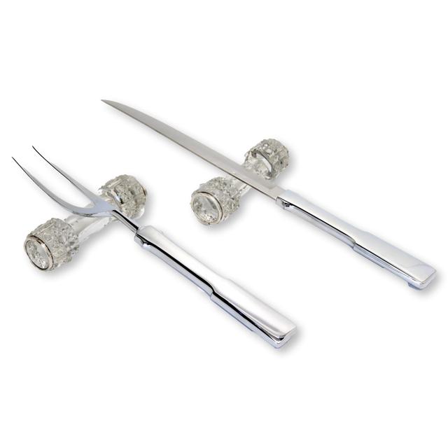 Antique Crystal & Sterling Utensil Rests - Rose Victoria - Silver