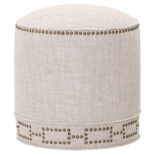 Darci Round Ottoman - Bisque French Linen - Beige | Footstool, Footrest, Low Seat - Ideal Storage, Decor, Furniture