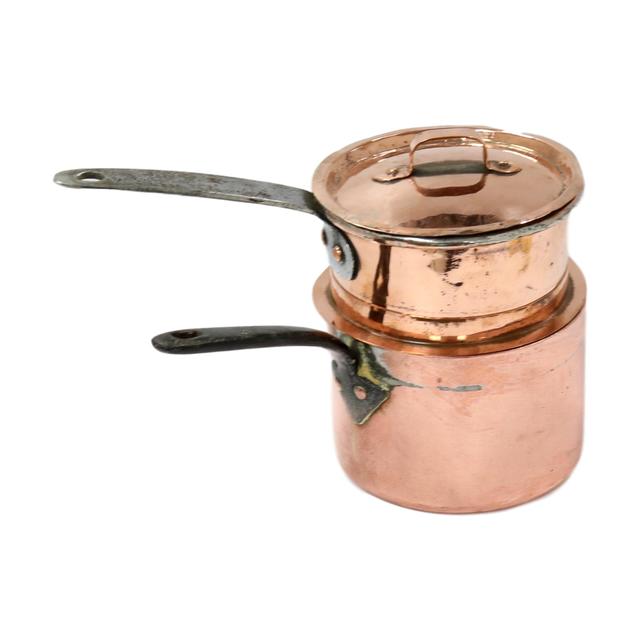 19th-C. Heavy Copper Double Boiler - New England Mercantile - Gold