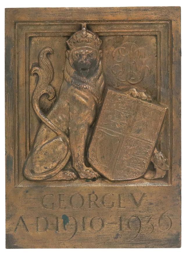 Bronze King George V Memorial Plaque - Rose Victoria - Brown