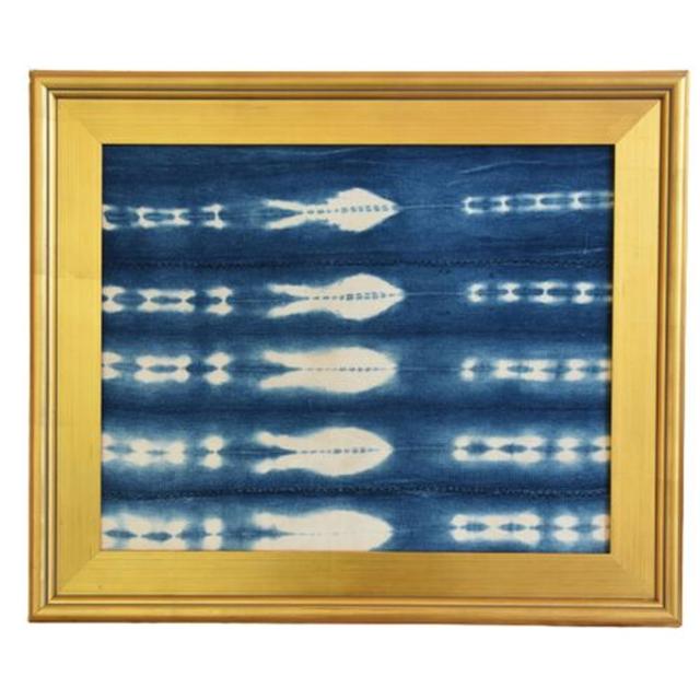 African Nautical Fish Textile in Frame - Blue