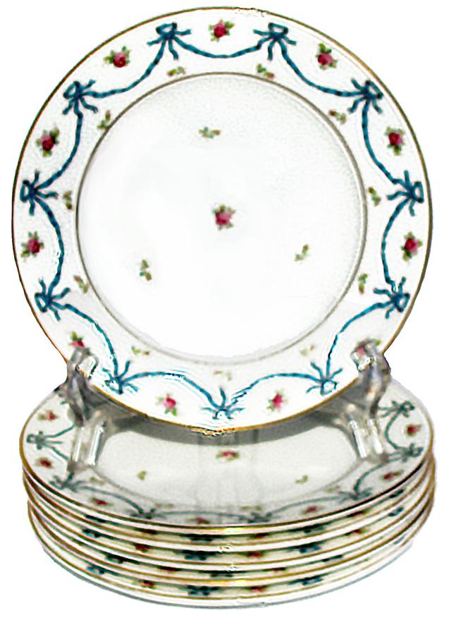 Antique English Dessert/Salad Plates Set of 6 - Chez Vous - Blue