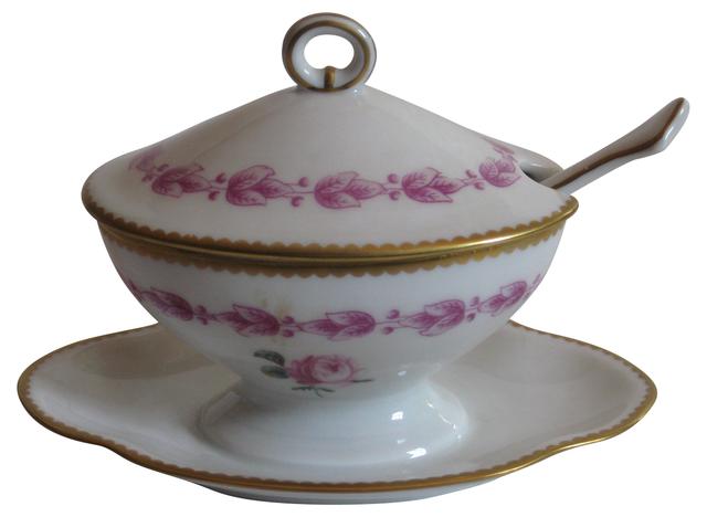 Ginori Italian Gilt Mustard Pot w/Spoon - The Emporium Ltd. - White