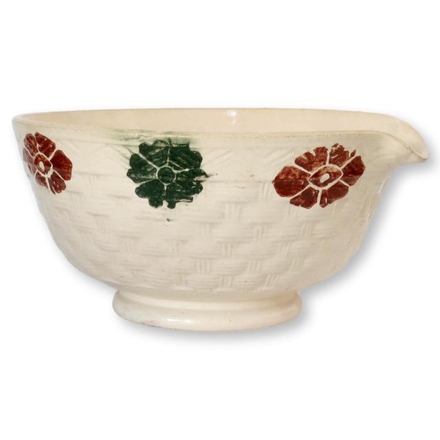 Antique English Spongeware Batter Bowl - New England Mercantile - Beige