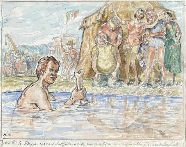 Saving the Drowning Elephant - Italy - McNaught Fine Art - Blue