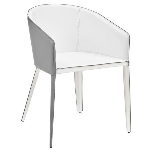 Casey Leatherette Armchair - Grey/White | Lounge Chair, Easy Chair - Comfortable, Sturdy, Durable