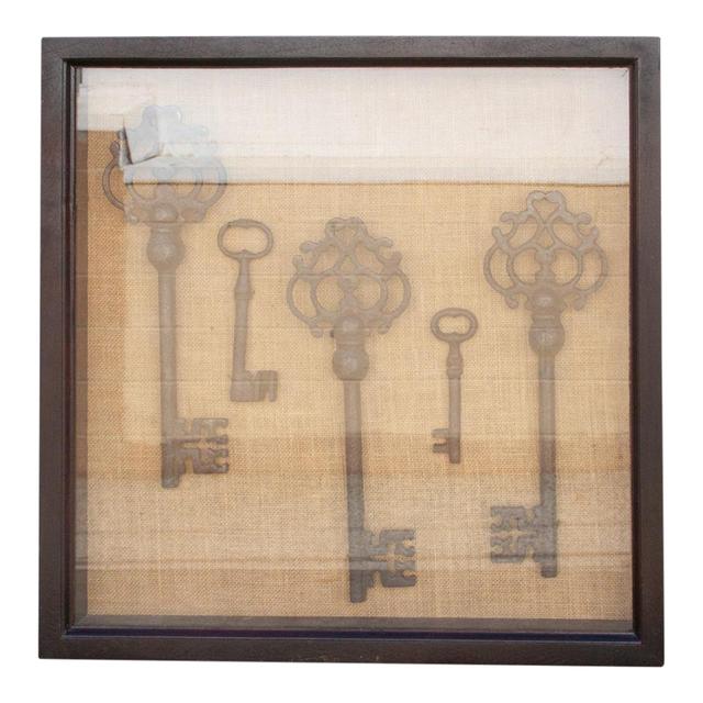 Vintage Keys Shadow Box Wall Art - de-cor - Brown | Painting, Decor