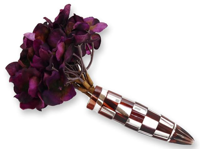 Cut Crystal Wedding Bouquet Holder - Rose Victoria - Red