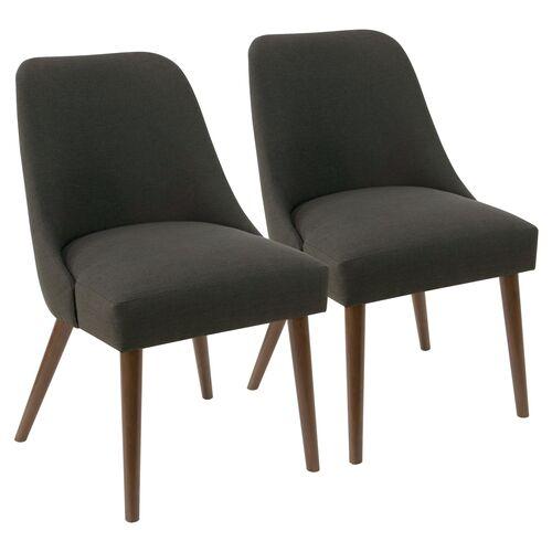 Set of 2 Barron Side Chairs - Handcrafted - Gray | Dining Chairs, Accent Chairs - Comfortable, Durable