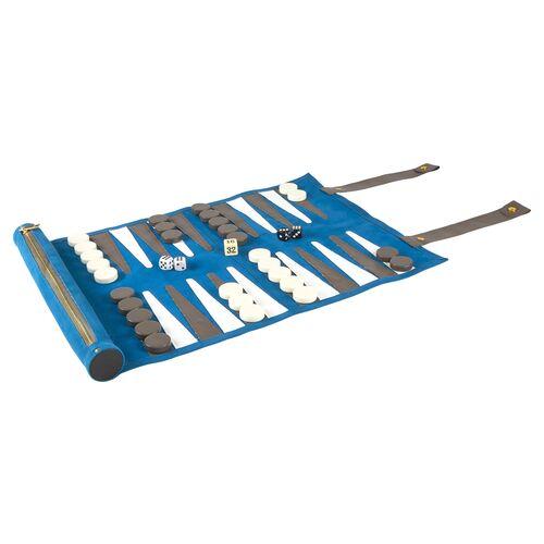Rolled Backgammon Set - Turquoise Blue