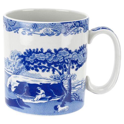 Spode Blue Italian Mugs - Set of 4 - Handcrafted - Gray