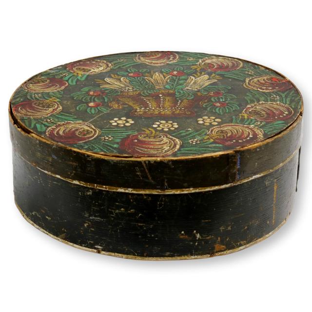 Antique Hand-Painted Wedding Box - New England Mercantile - Green