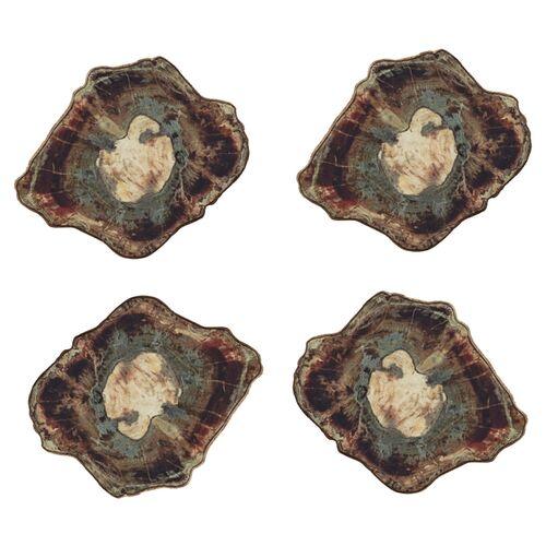 Set of 4 Fossil Coasters - Natural - Kim Seybert - Brown