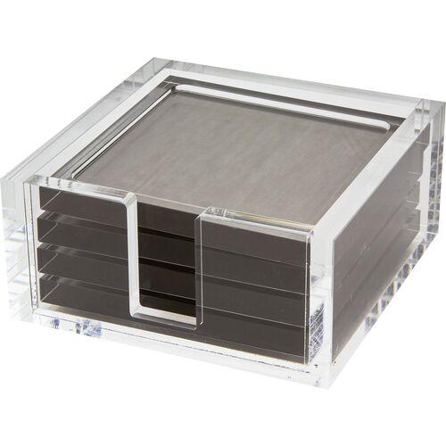 Lucite Coaster Set - Silver