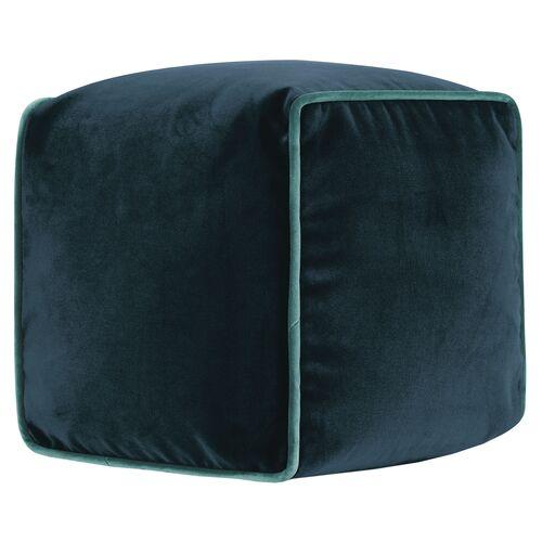 Nova 10x10 Cube Velvet Pillow | Cushion, Bolster - Blue - Invisible Zipper, Insert Included