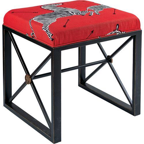 Medallion Zebra Scalamandre Right Facing Single Bench - Red/Black - Port 68 | Couch, Sofa, Settee