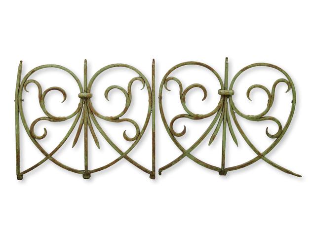 19thC French Wrought Iron Gate Pediments - New England Mercantile - Green