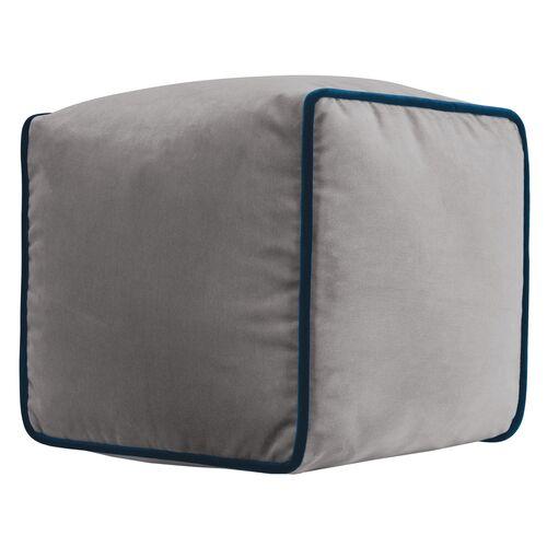Nova 10x10 Cube Velvet Pillow | Cushion, Bolster - Gray - Invisible Zipper, Insert Included