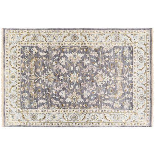 Durden Rug - Charcoal/Sky Blue - Gray - Gray | Floor Covering, Carpet, Mat, Area Rug - Hand Knotted - 2'x3'