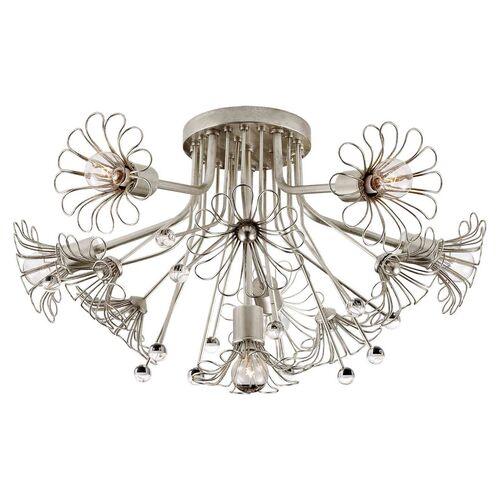 Visual Comfort - Keaton Bouquet Flush Mount - Silver | Ceiling Mount, Flush Fixture, Made of Brass, Hardwired, Ideal For Entrywa