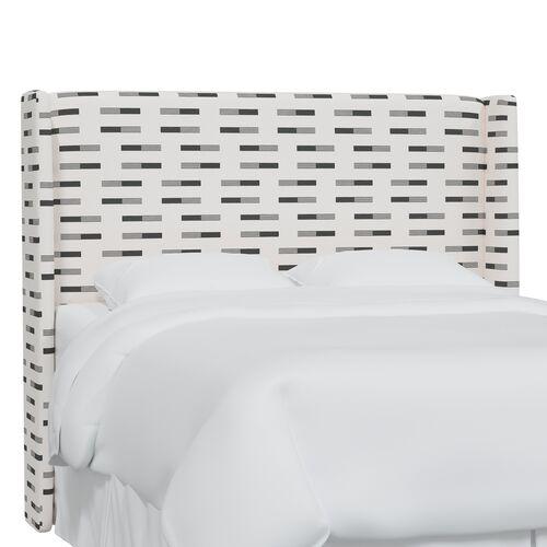 Kelly Wingback Headboard - Nigel Stripe - Gray | Bedhead, Bed Back - Comfortable, Supportive - Exclusive