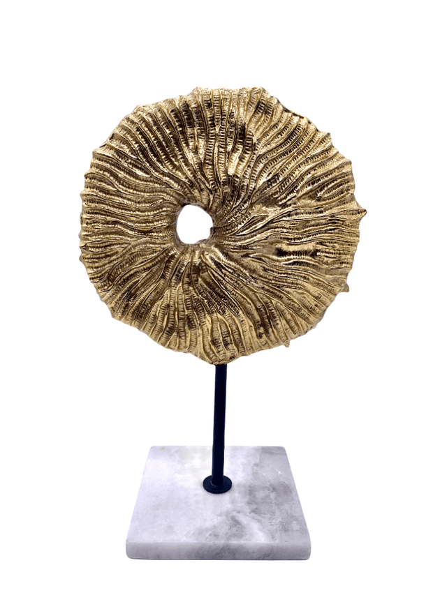 Abstract Ridged Sculpture on Marble - Pilar Collection - Gold