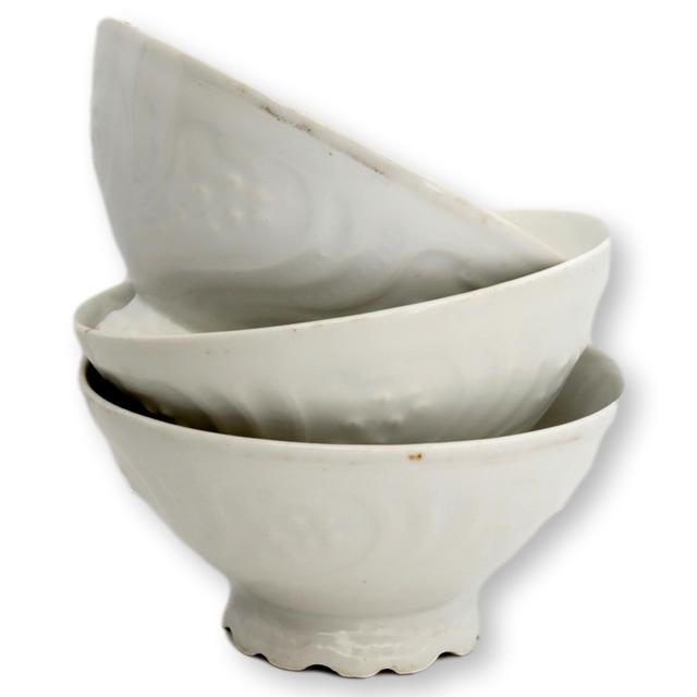 Midcentury French Cafe Au Lait Cups - Set of 3 - New England Mercantile - White