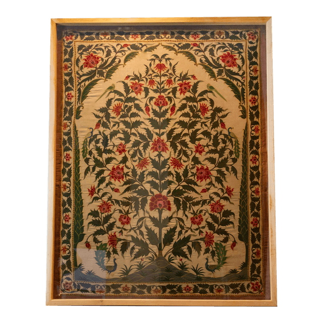 Antique Mughal Embroidered Wall Art - de-cor - Beige | Painting, Decor