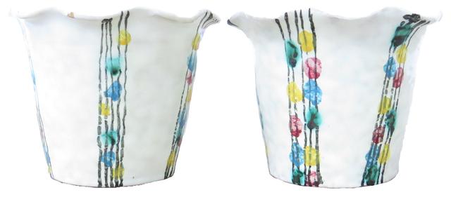 Italian Glazed Terracotta Pots - Set of 2 - Chez Vous - Blue