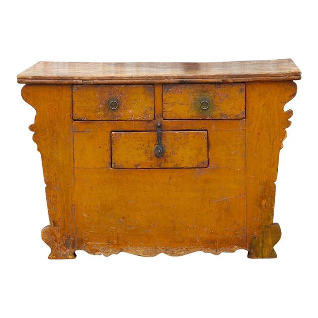 Antique Ming Style Yellow Money Chest - de-cor
