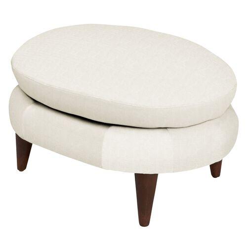 Kim Salmela - Lowell Linen Footstool - White