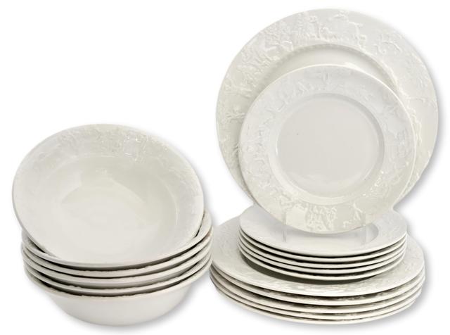 English Hunting Scene Dinnerware - 18pc - New England Mercantile - White
