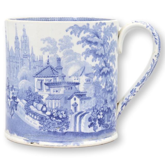 1840's Staffordshire Oversized Mug - New England Mercantile - Blue