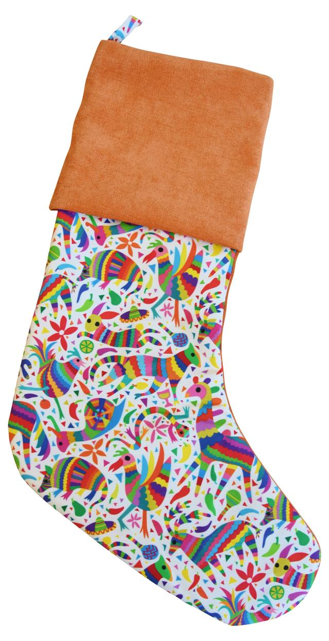 Fantasy Otomi Animal Christmas Stocking - Orange