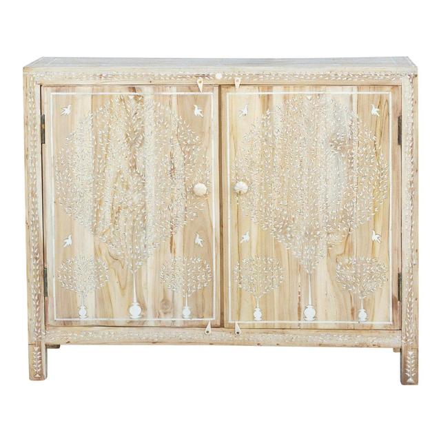 Tree of Life Inlaid Bleached Cabinet - de-cor - Ivory