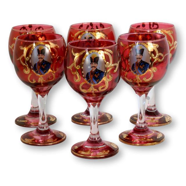 Antique French Military Stems - Set of 6 - Rose Victoria - Red