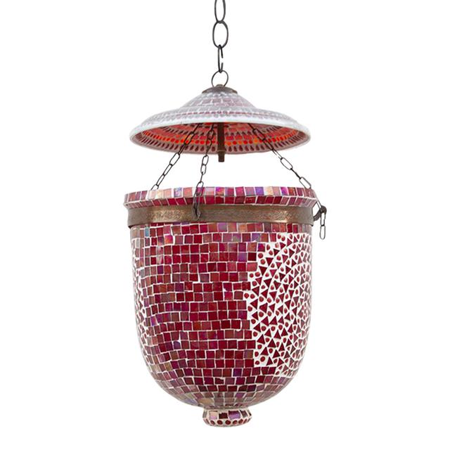 Garnet Pendant Mosaic Lantern - de-cor - Red | Hanging Light, Lanterns - Practical, Aesthetic